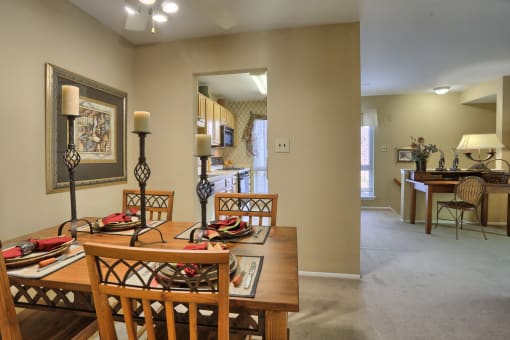 dining room with attached kitchen