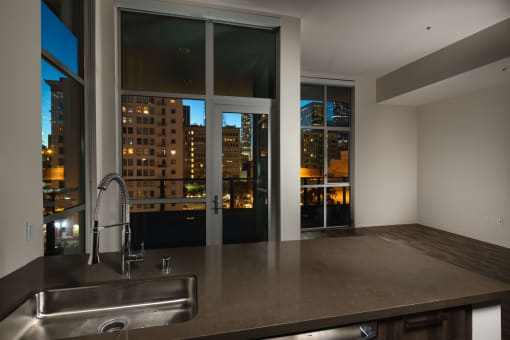 Vacant Living Area at Topaz Apartments, Los Angeles, 90013