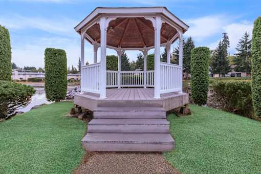 Gazebo on the lake off walking path