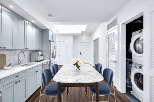 Kitchen with cabinets and appliances at The Glover House, Washington
