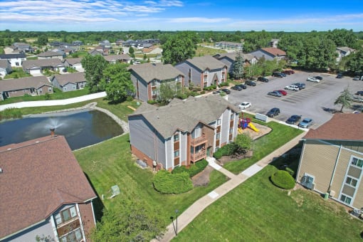 Aerial Exterior View at Whitcomb Terrace Apartments, Merrillville, IN, 46410