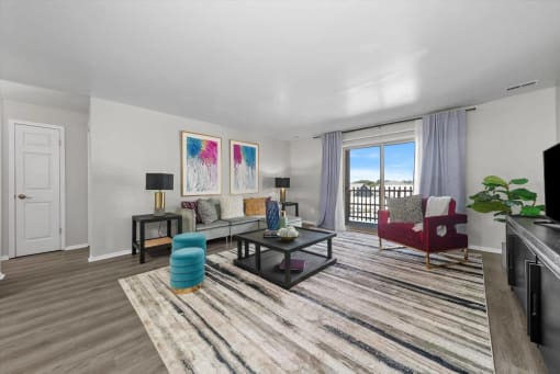 Spacious Living Area at Whitcomb Terrace Apartments, Merrillville, Indiana