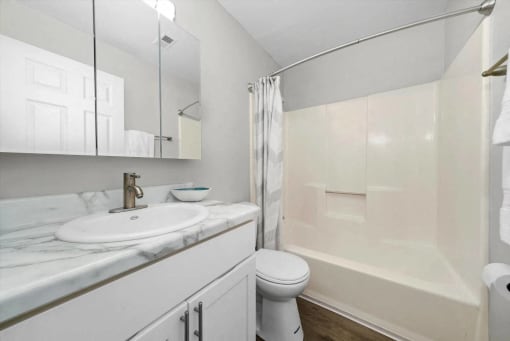 Bathroom With Bathtub at Whitcomb Terrace Apartments, Indiana