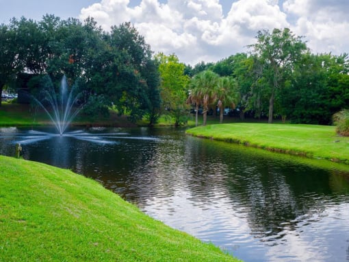 Lake With Fountain at Auburn Glen Apartments, Florida, 32256