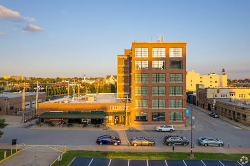 A large building with the word Fieldhouse on it.