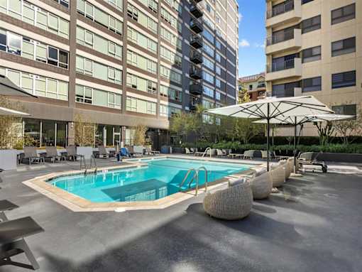 Pool With Lounge Chairs at The View, Los Angeles, CA, 90005
