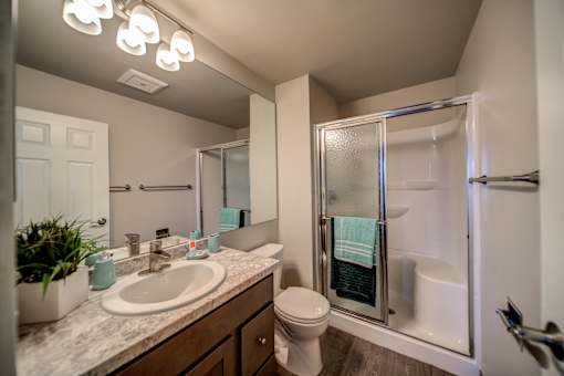 Sliding Glass Shower in Bathroom
