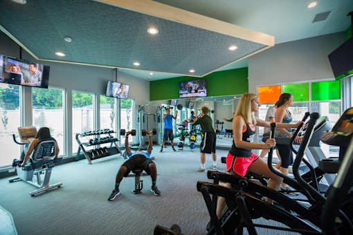 Fitness center at Abbott Pointe Apartments in East Lansing, MI near Michigan State University