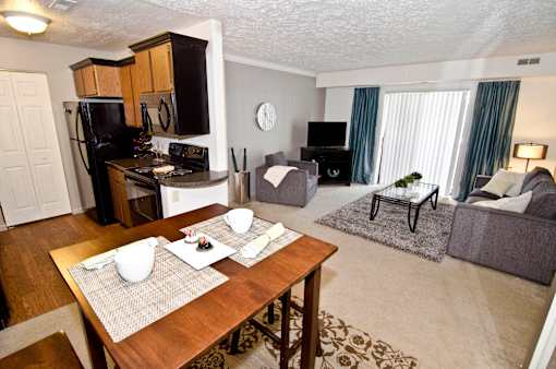 Spacious Living room in East Lansing Apartments near Michigan State University | Burnt Tree