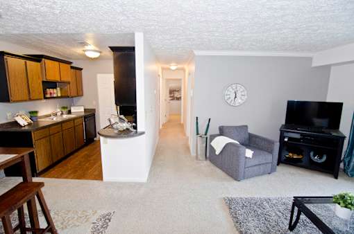 Spacious Living room in East Lansing Apartments near Michigan State University | Burnt Tree