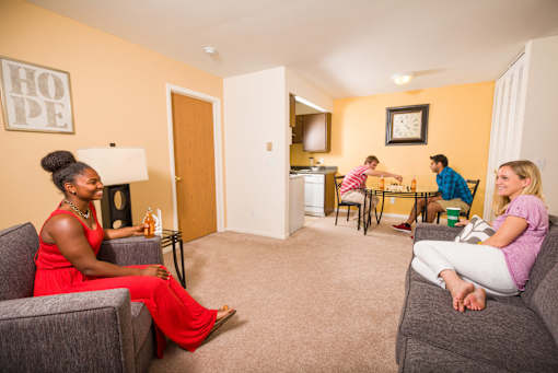 Spacious Living room in East Lansing Apartments near Michigan State University | Woodside