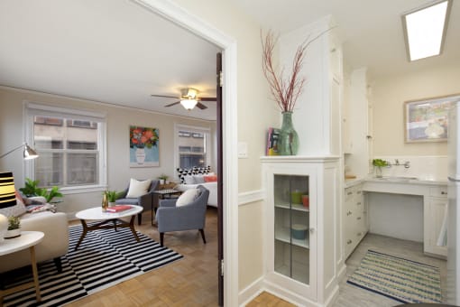Kitchen And Living Area at Malloy Apartment Homes, Washington