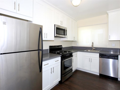 Kitchen with fridge and stove