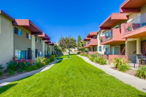 Exterior view of Mesa Vista Apartments and common areas
