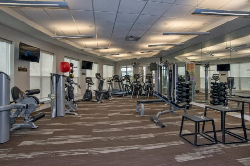 24/7 Fitness Center and Gym with Free Weights at Fort Collins Apartments for Rent