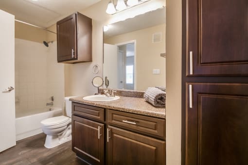 Bathroom With Vanity Lights at Southgate Glen, Weatherford, TX, 76086