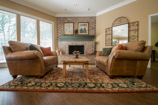 Living Room With Fireplace at Southgate Glen, Weatherford, TX