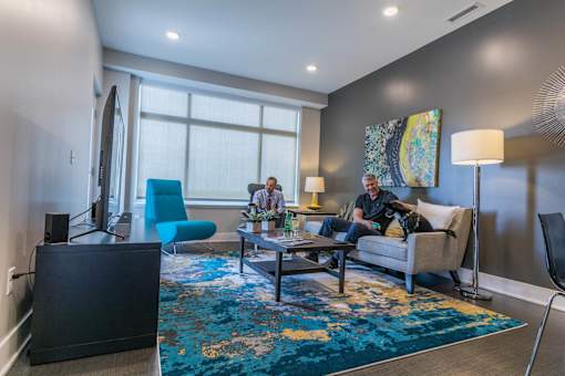 Living Room at Arena Place Apartments in Grand Rapids