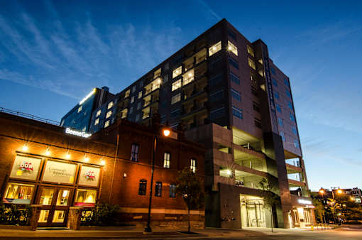 Nighttime Exterior of Arena Place Apartments