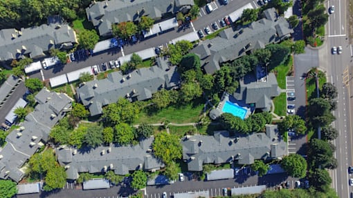 Drone Community View at Commons at Avalon Park Apartments, Tigard, OR