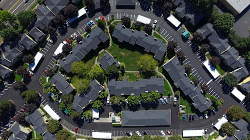 Aerial view1 at Commons at Hawthorn Village Apartments, Hillsboro, OR