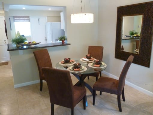 Dining room with bar from kitchen