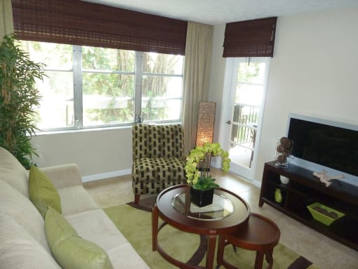 living room with door to balcony