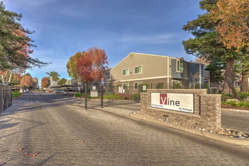 Monument Sign  at VINE BY VINTAGE Apartments, Lompoc, CA, 93436