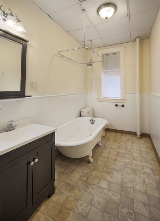 Bathroom With Extra Storage at Willett Apartments, Albany, NY, 12210