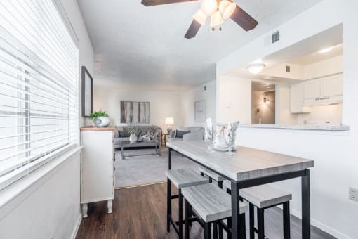 Open kitchen and dining room  at Garden Gate, Texas