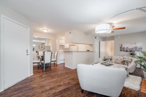 Living Room With Kitchen  at Plaza DeVille, San Antonio
