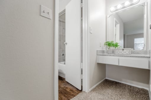 Bathroom With Vanity Lights  at Plaza DeVille, San Antonio, TX