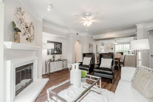 Living Area With Fireplace at Prestonwood Hills, Plano, TX, 75093