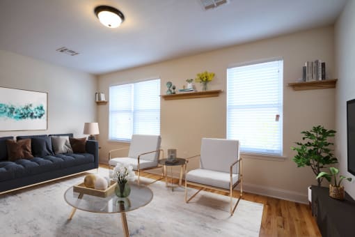 GG Green Living Room with modern furniture