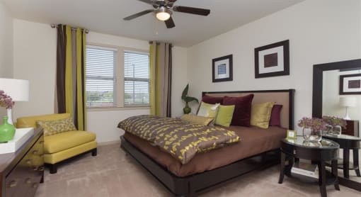 Bedroom With Expansive Windows at The Pradera, Richardson, Texas