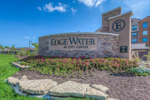 a sign that says edge water at city center  at EdgeWater at City Center, Lenexa, KS, 66219