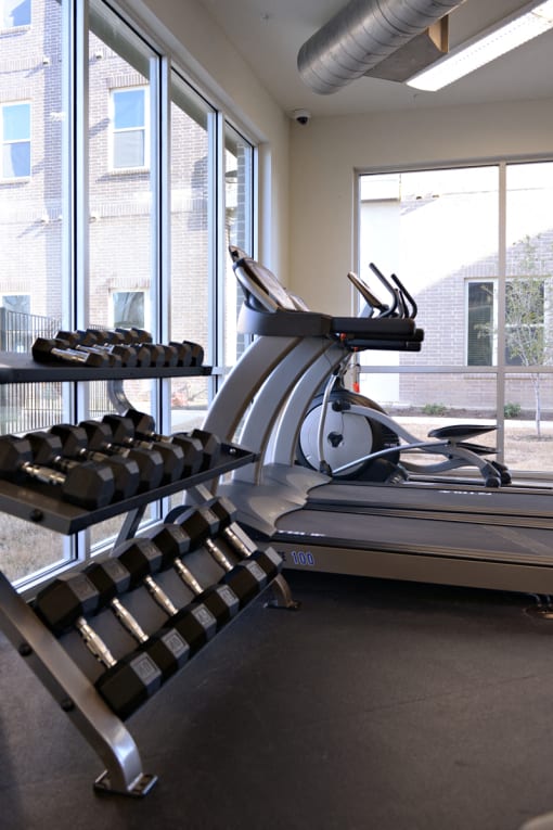 Our 24 hour fitness center at Epic Apartments, Denton, TX