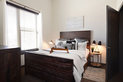 Bedroom at Epic Apartments, Texas