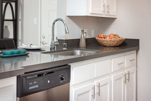 Kitchen with stainless steel appliances at Mission Trails Apartments San Diego, San Diego, CA, 92119
