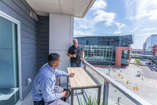 Balcony with Downtown Grand Rapids View at Venue Tower Apartments