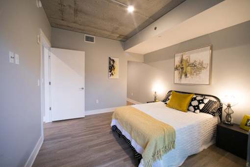 Wood Plank Flooring in Bedroom