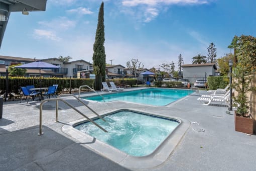 Pool and Spa with Lounge Chairs