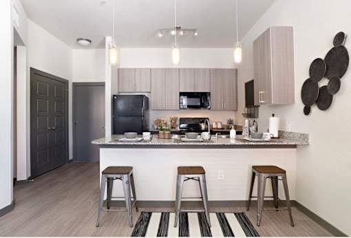 Kitchen at The Liberty Lofts, Gainesville, Texas