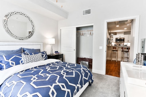 Apartments in Rocklin for Rent - The James - Bedroom with Modern Decor, and a Closet