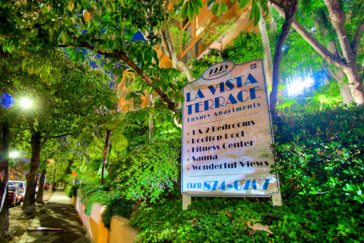 Entrance Board at La Vista Terrace, California