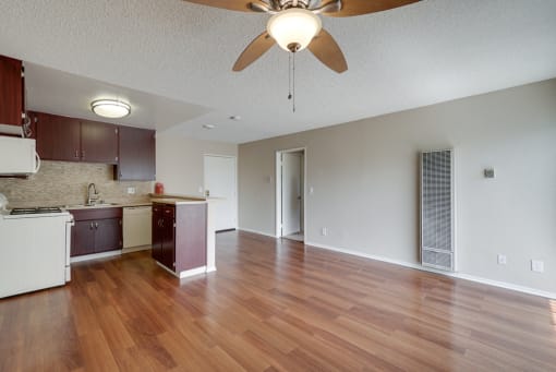 Wood Floor Living Room at Park Merridy, California