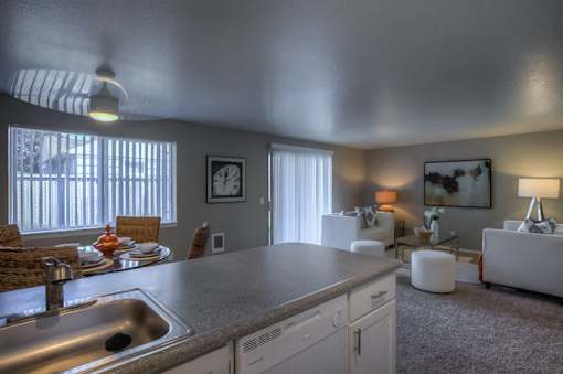 Kitchen And Living at Fieldstone Apartments, Oregon, 97024