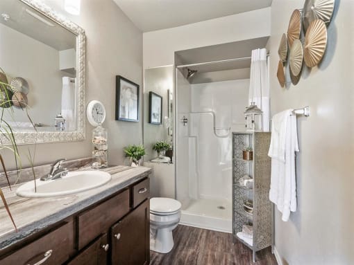 Bathroom with Walk-In Shower and Plenty of Light