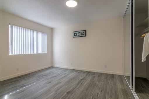 Bedroom with mirror closet