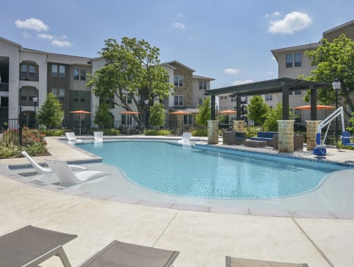 Swimming Pool with Lounge Chairs at Lucero, San Antonio